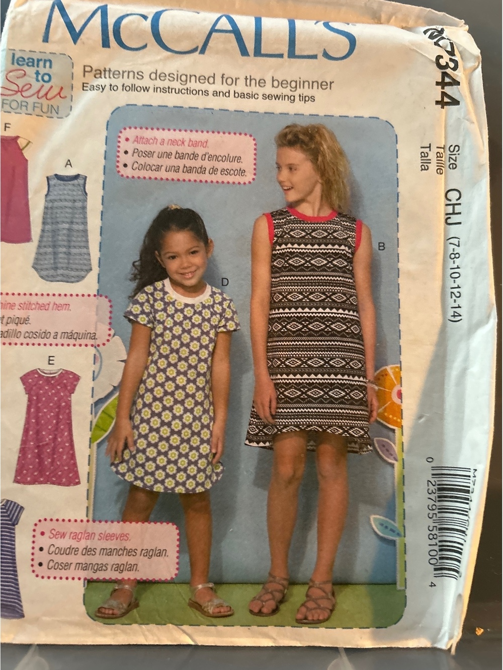 McCall's Girls' Dress Sewing Pattern M7344, Sizes 7-14